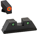 AmeriGlo Green Tritium Lamp, Orange Outline FRONT, Green Tritium Lamp, Black Outline Serrated SQ REAR, Height .180", Width .140", GL-816