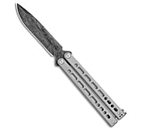 Image of Bear Ops Bear Song VIII Butterfly Knife Bayonet Gray Steel 4.5 Damascus*DISC* 709F6A5C