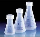 Image of BrandTech Erlenmeyer Flasks with Screw Caps, PMP, BrandTech V668941 Polypropylene Flasks, Pack of 6