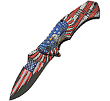 Image of China Made Flag Linerlock A/O Eagle 4.00 in Stainless Steel Assisted Opening Folding Knife