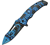 Image of China Made Skull Linerlock A/O 3.75 in Stainless Steel Assisted Opening Folding Knife