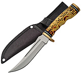 Image of China Made Upswept Hunter with Finger Grooved Imitation Stag Handle, Fixed Blade Knife