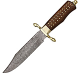 Image of Damascus Brass Pin Bowie Fixed Blade Knife w/ 13.38&quot; Overall Length