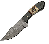Image of Damascus Skinner Buffalo Stag 4.00 in Damascus Steel Fixed Blade Knife