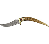 Image of Damascus Stag Tip Skinner Fixed Blade Knife w/ 8.25&quot; Overall Length
