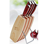 Image of Hen &amp; Rooster 5 Pc Kitchen Knife Set, Brown Wood Handle