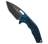 Image of Heretic Knives Medusa Manual Tanto Frame Lock Knife Blue Aluminum 3 DLC 69C60795