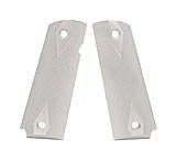 Image of Hogue Govt. Handgun Grip Model Checkered Aluminum - Brushed Gloss Clear Anodized 45175