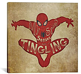 Image of iCanvas Ultimate Spider-Man: Spider-Man Vintage Typography Silhouette by Marvel Comics Canvas Print