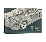 Image of iCanvas Engine and Interior X-Ray Blueprint No.2 by Kane Print