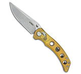 Image of Kubey Knives Hound Crossbar Lock Knife Ultem 3.4 Stonewash CF337EC4