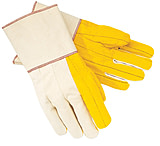 Image of MCR Safety Chore Work Gloves, Golden Quilted Fleece Palm, Natural Canvas Back, 5in Gauntlet Cuff, Regular Weight