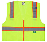 Image of MCR Safety Hi Vis Reflective Safety Vest, ANSI 107 Type R, Class 2, Zipper Front with 4 Outer and 2 Inner Pockets