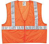 Image of MCR Safety Hi Vis Reflective Safety Vest, ANSI Type R Class 2, Mesh with 2in Silver Stripes, Dielectric Zipper Front Closure