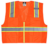 Image of MCR Safety Hi Vis Reflective Safety Vest, ANSI Type R Class 2, Mesh with 3in Silver Stripes, Zipper Front Closure