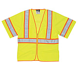 Image of MCR Safety Hi Vis Reflective Safety Vest, ANSI Type R Class 3, Mesh, 2in Silver Stripes, Zipper Front Closure