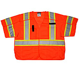 Image of MCR Safety Hi Vis Reflective Safety Vest, ANSI Type R Class 3, Mesh with 3in Silver Stripes, Hook and Loop Front Closure