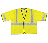 Image of MCR Safety Hi Vis Reflective Safety Vest, ANSI Type R Class 3, Solid with 2in Silver Stripes, Hook and Loop Front Closure