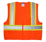 Image of MCR Safety Safety Vest, ANSI Class 2 and CSA Z96, 4in Silver Reflective Stripes, Zipper Front, 4 Outer 1 Inner Pocket