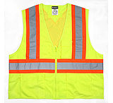 Image of MCR Safety Safety Vest, ANSI Class 2 and CSA Z96 Class 2, 4in Silver Reflective Stripes, Zipper Front, 4 Outer 1 Inner Pockets
