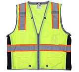 Image of MCR Safety Hi Vis Reflective Safety Vest, ANSI Type R Class 2, Mesh with 3in Silver Stripes, Trimmed with Silver Reflective, Zipper Front Closure
