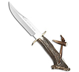 Image of Muela Cazorla Bowie Fixed Blade Knife Crown Stag 6.25 Satin A5244D6A