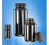 Image of Nalge Nunc Laboratory Bottles, Amber, High-Density Polyethylene, Wide Mouth, NALGENE 2106-0032, Pack of 6