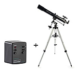 Image of OpticsPlanet Exclusive Celestron PowerSeeker 80EQ Refractor Telescope Package - Telescope 21048 w/ Motor Drive