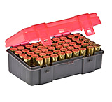 Plano .44/.45lc 50-rnds Flip Top Lot Ammo Box, Dark Gray/Transparent Rose, PMC122650