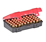 Plano Handgun Ammo Case with Hinged Cover, .43 ACP, 50 Count, Dark Gray/Transparent Rose, PMC122750