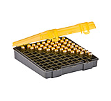 Plano Handgun Ammo Case with Hinged Cover, .43 ACP, 100 Count, Dark Gray/Transparent Amber, PMC122700