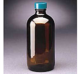 Image of Qorpak Boston Round Bottles, Amber, Narrow Mouth, Qorpak 7722 With Pulp/Vinyl-Lined Black Phenolic Cap, Case of 12