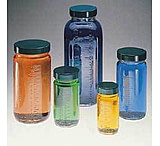 Image of Qorpak Bottle Beakers, Medium Rounds, Wide Mouth, Qorpak 7784C With PE-Lined Black Phenolic Cap, Case of 24