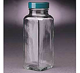 Image of Qorpak French Square Bottles, Wide Mouth, Qorpak 7705C With 0.762mm (0.030&quot;) Ptfe Disc-Lined Black Phenolic Cap, Case of 24