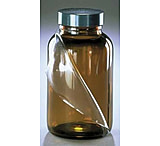 Image of Qorpak Safety-Coated Bottles, Qorpak 7724TW Amber Boston Round Bottles, Case of 12