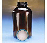 Image of Qorpak Wide-Mouth Bottles, Amber Glass, V I, with Caps, Qorpak 2P01QPVV With Pulp/Vinyl-Lined Black Phenolic Caps, Case of 24