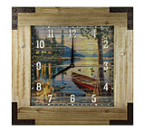 Image of River's Edge Wooden Frame 24-Inch Clock - Cabin On The Lake