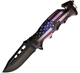 Image of S-TEC Linerlock A/O American Flag 3.75 in Stainless Steel Assisted Opening Folding Knife