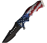 Image of S-TEC Linerlock A/O Flag STT271062 3.75 in Stainless Steel Assisted Opening Folding Knife