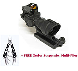 Image of Trijicon ACOG 4x32 Advanced Combat Optical Gunsight w/ Yellow Center Illumination, TA51 Flattop Mount and Red Dot Optic TA01NSN-DOC Rifle Scope Rifle scope