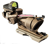 Image of Trijicon Dark Earth Brown ACOG 4x32 Scope, Dual Illuminated Red Crosshair.223 Ballistic Reticle Backup Iron Sights, ARMS Throw-lever mount and Dust cover