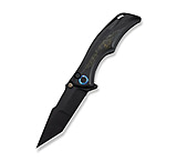 Image of We Knife Co Ltd Tighe Down Flipper &amp; Thumb Stud &amp; Button Lock Knife Black Titanium Integral Handle With Black &amp; Yellow Carbon Fiber Inlay 4inch Black Stonewashed Bohler M390 Blade, Tanto