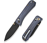 Image of We Knife Co Ltd Weknife Bougie Banter Thumb Stud &amp; Crossbar Lock Knife Upscale Art Deco Styling On Blue Titanium Handle 2.91inch Black Stonewashed Cpm S45vn Blade We24009-1