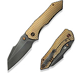 Image of We Knife Co Ltd Weknife High-fin Xl Thumb Stud Knife Diamond Patterned Golden Polished Titanium Handle 3.48inch Polished Gray Cpm 20cv Blade We24010-3