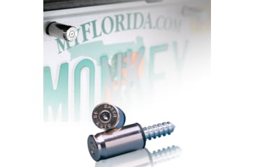 Image of 2 Monkey Trading .45 Caliber Bullet License Plate Bolts, Nickel, 2 Pack, LSPS45N
