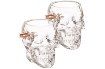 Image of 2 Monkey Trading Headshot Skull Whiskey Glass w/.308 Bullet, 11 oz, LSBWGSK2