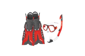 Image of Body Glove Fiji Mask/Snorkel/Fin Snorkeling Set - Red/Grey AC19458C, S/M, Red/Grey, 17039PSET-REDGRY-S/M