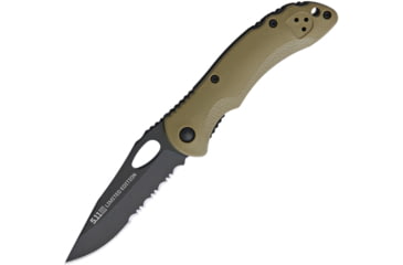 Image of 5.11 Tactical Underbrush Linerlock Underbrush Linerlock Folding Knive, 3.5in Closed, 2.75in Black Partially Serrated SS Blade, Brown Frn Handle, Thumb Pull, Pocket Clip, Clam Packed, Brown, 51114C