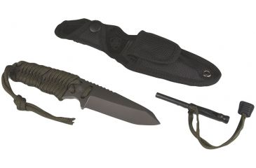 Image of 5IVE STAR GEAR T1 Survival Paracord Fixed Blade Knife,3.25in,Olive Drab Handle 5653000