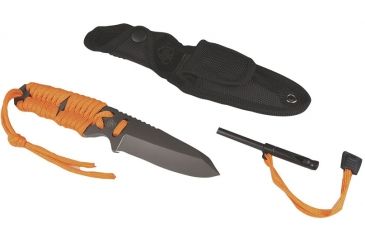 Image of 5IVE STAR GEAR T1 Survival Paracord Fixed Blade Knife,3.25in,Orange Handle 5654000